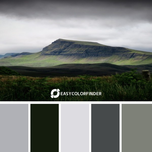green mountain under cloudy sky ]
